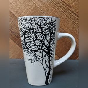Tall Black Tree Branches Design Latte Coffee Mug Cup White